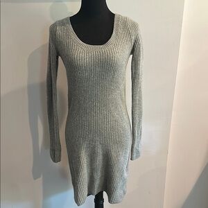 Club Monaco Gray Ribbed Long Sleeve Sweater Dress